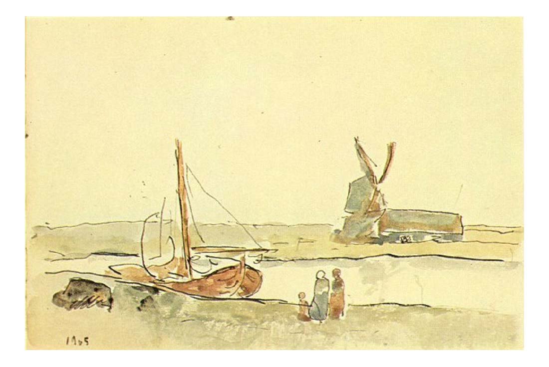 1905 Un bateau sur le canal by Pablo Picasso, vintage artwork, 16x12"(A3) Poster