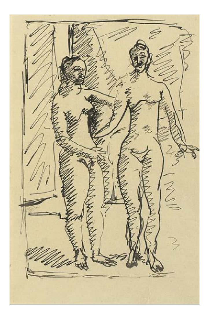 1906 Deux femmes nues by Pablo Picasso, vintage artwork, 16x12"(A3) Poster