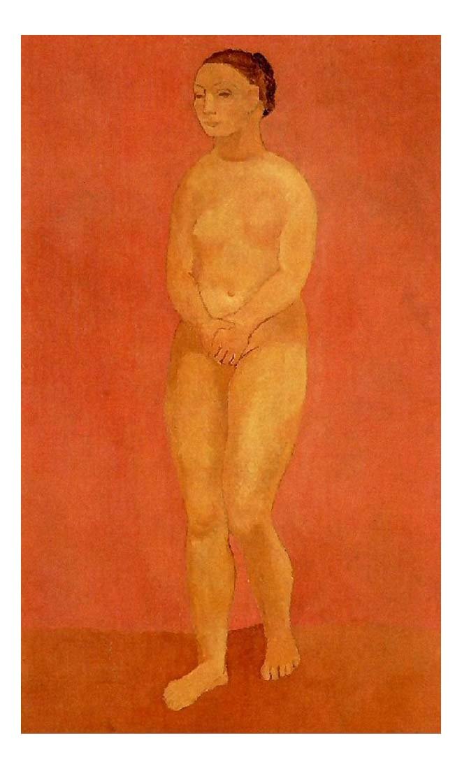 1906 Femme nue debout by Pablo Picasso, vintage artwork, 16x12"(A3) Poster