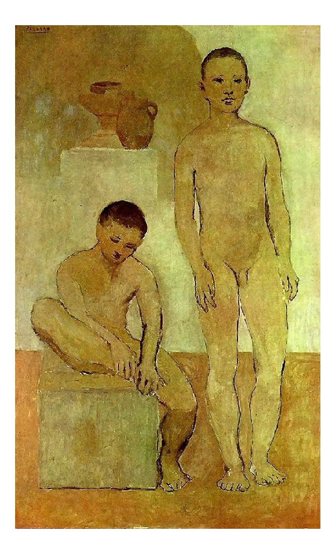 1906 Les adolescents by Pablo Picasso, vintage artwork, 16x12"(A3) Poster