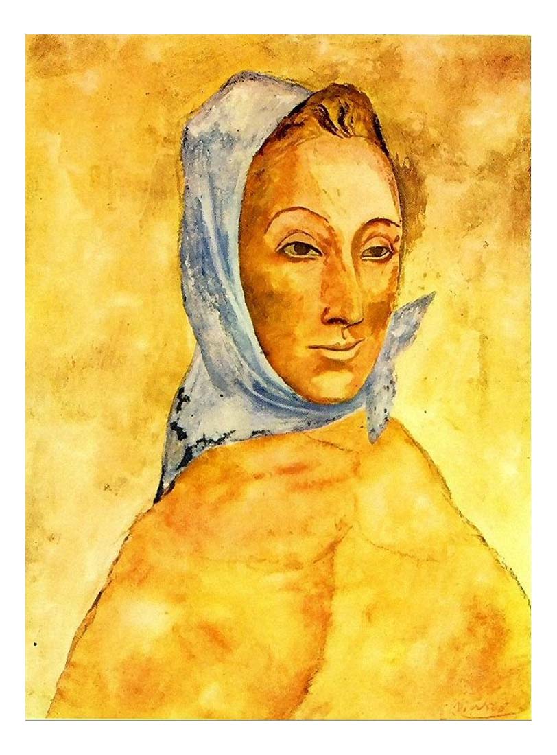 1906 Portrait de Fernande Olivier au foulard by Pablo Picasso, vintage artwork, 16x12"(A3) Poster