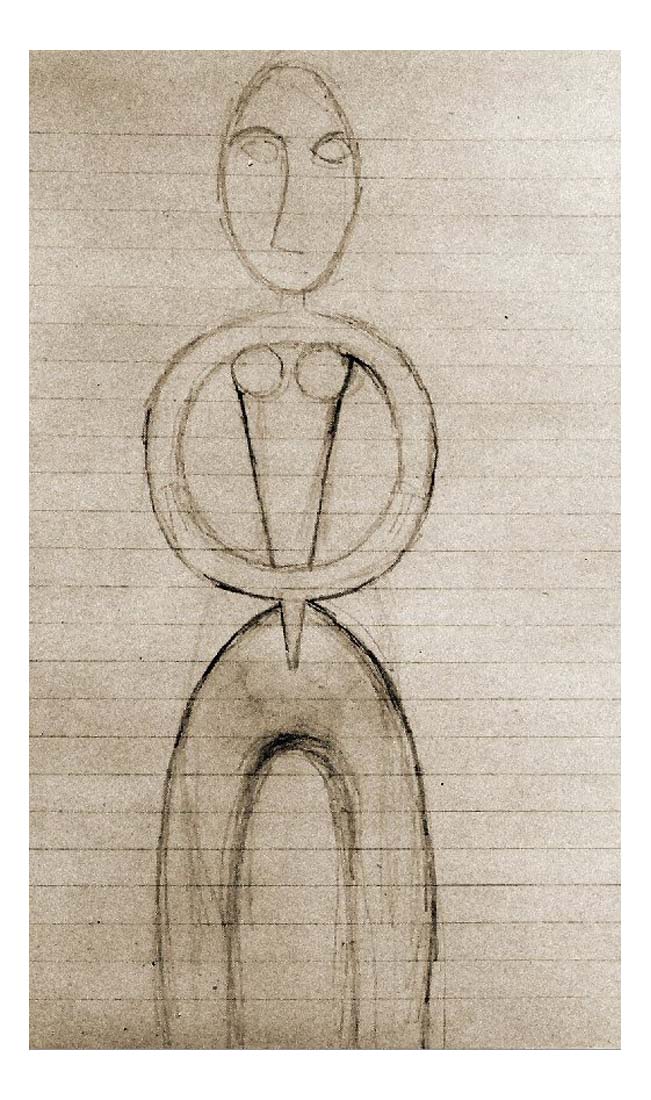 1907 Femme-Totem by Pablo Picasso, vintage artwork, 16x12"(A3) Poster