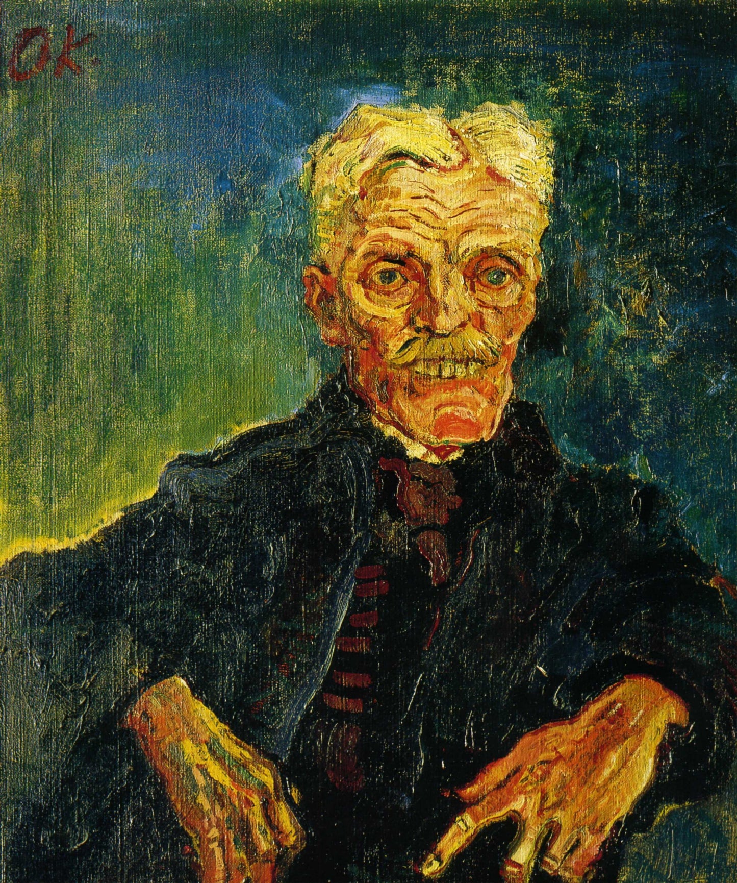 1907 Oskar Kokoschka - Old Man -Vintage Artwork, 16x12"(A3) Poster Print