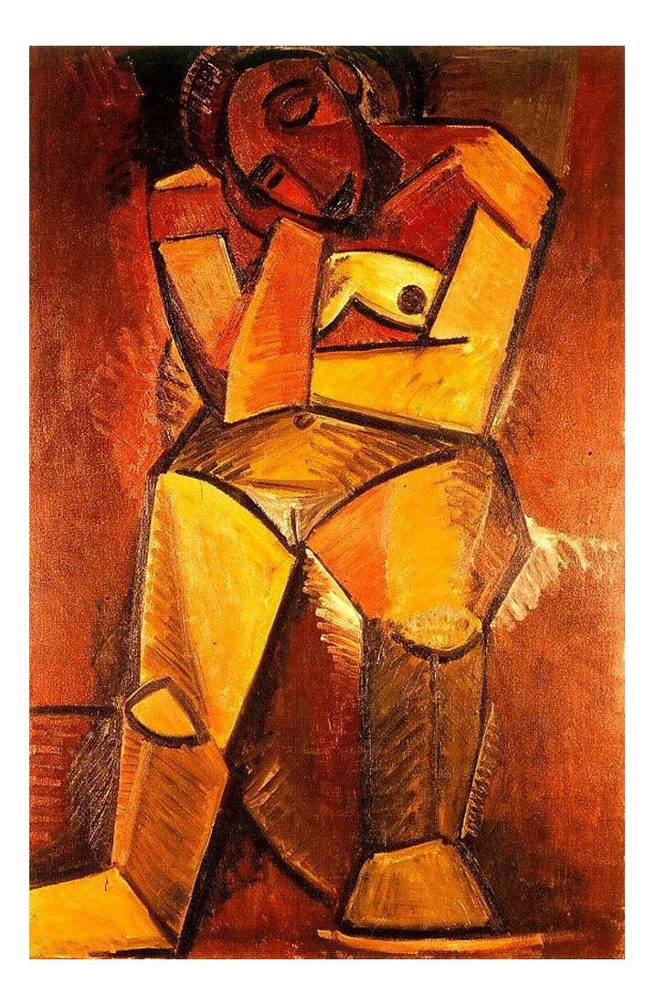 1908 Femme nue assise by Pablo Picasso, vintage artwork, 16x12"(A3) Poster