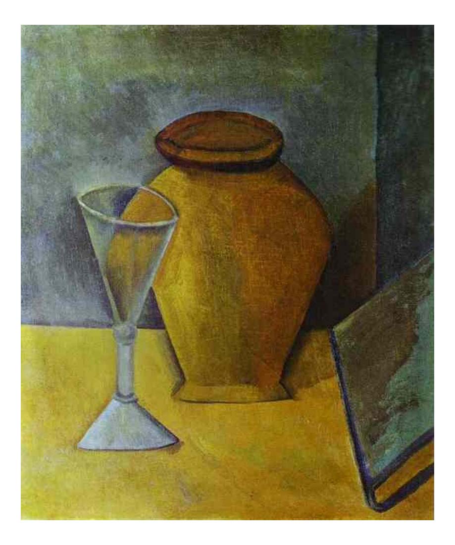 1908 Verre, pot et livre by Pablo Picasso, vintage artwork, 16x12"(A3) Poster