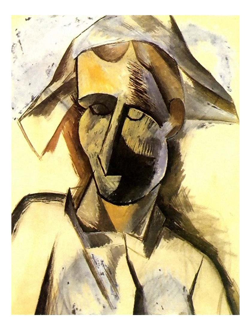 1909 Buste d'Arlequin2 by Pablo Picasso, vintage artwork, 16x12"(A3) Poster
