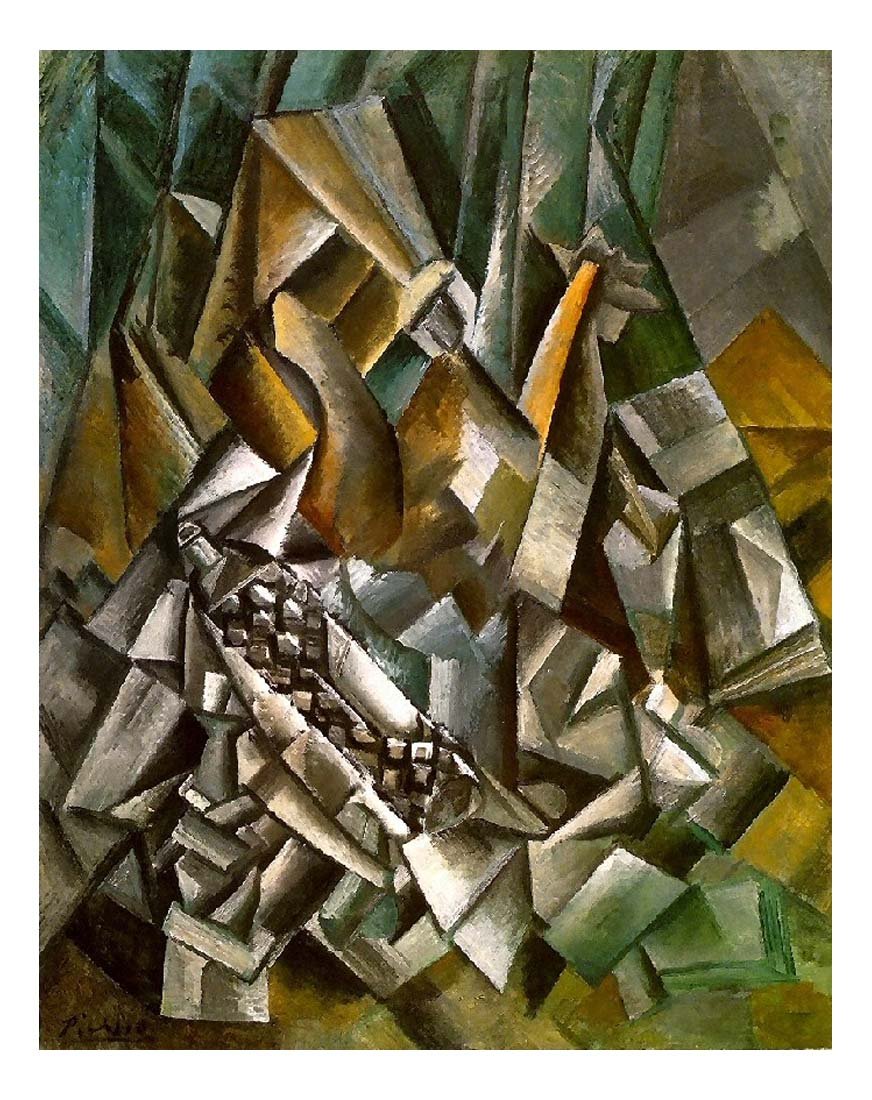 1909 Nature morte aux bouteilles de liqueur by Pablo Picasso, vintage artwork, 16x12"(A3) Poster