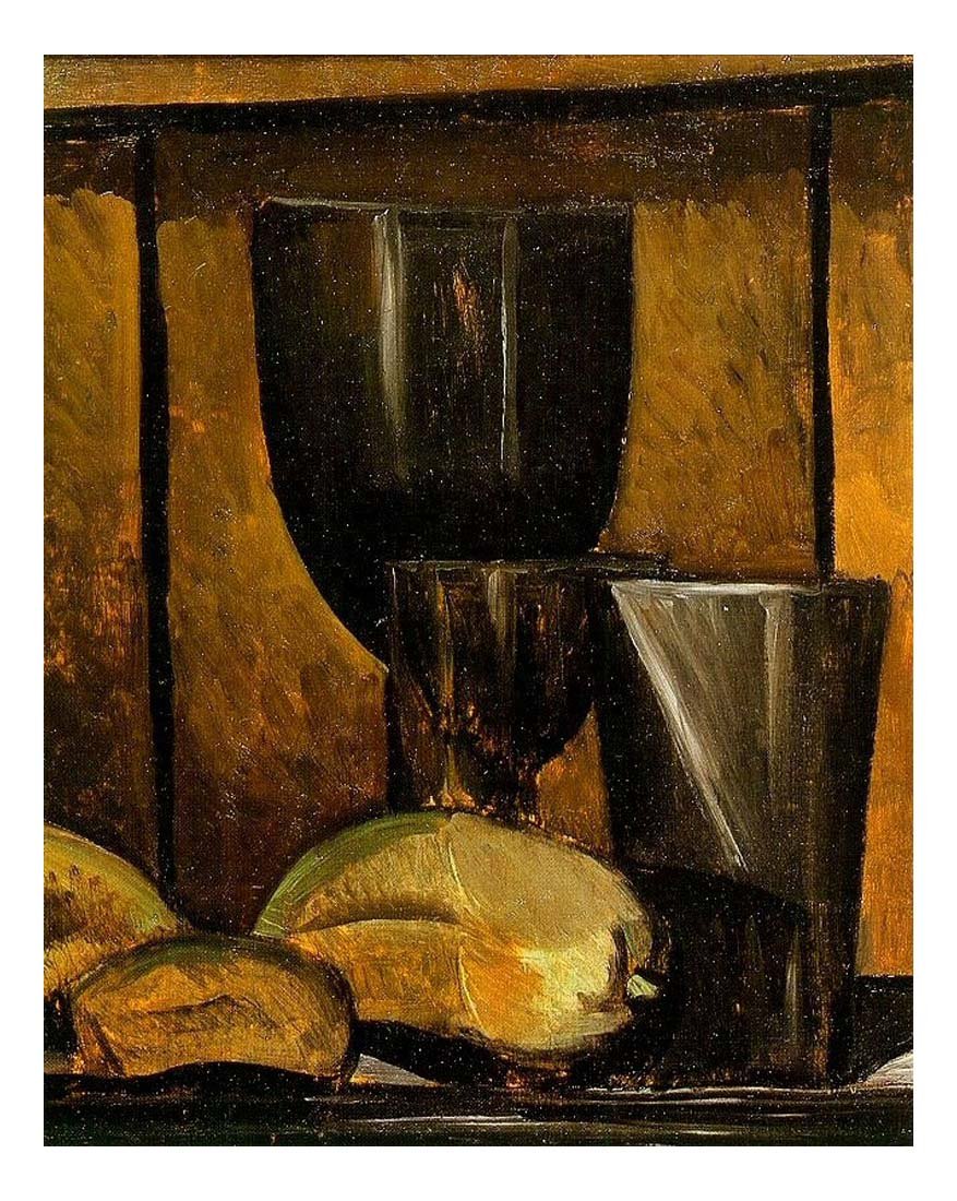 1909 Verres et fruits by Pablo Picasso, vintage artwork, 16x12"(A3) Poster