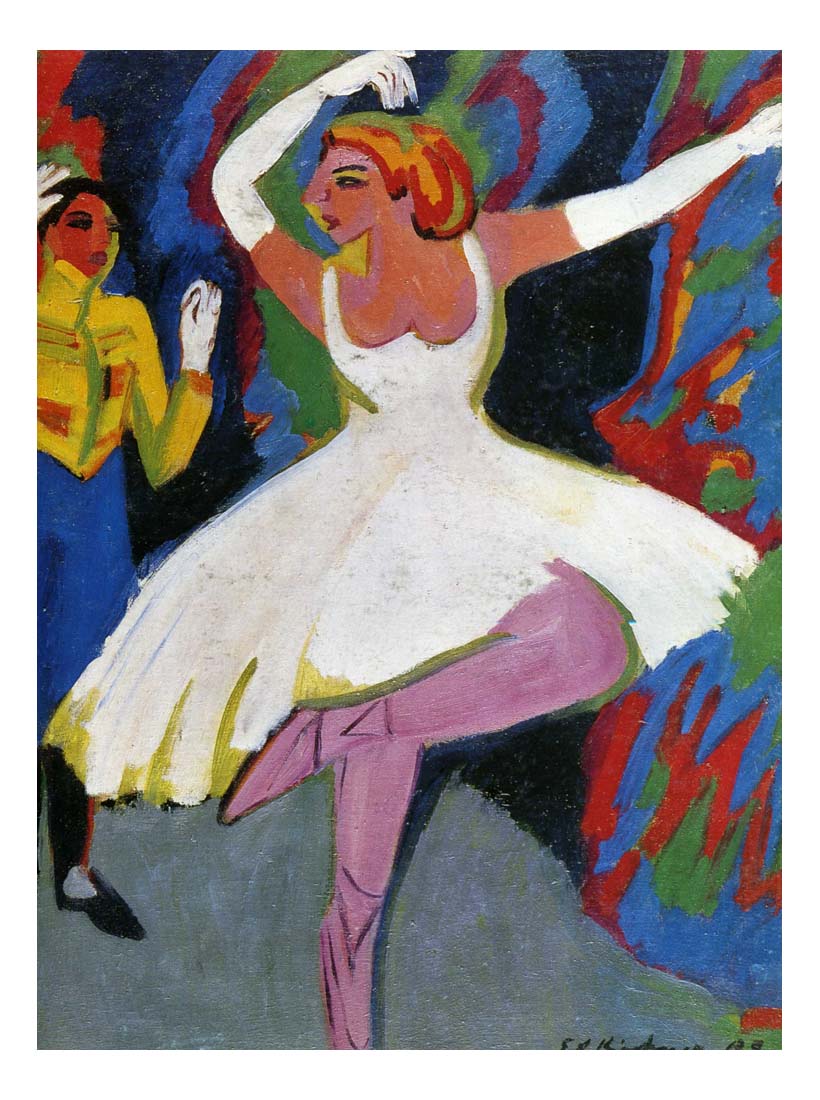 1909 1926 Ernst Ludwig Kirchner - Russian dancer -Vintage Artwork, 16x12"(A3) Poster Print
