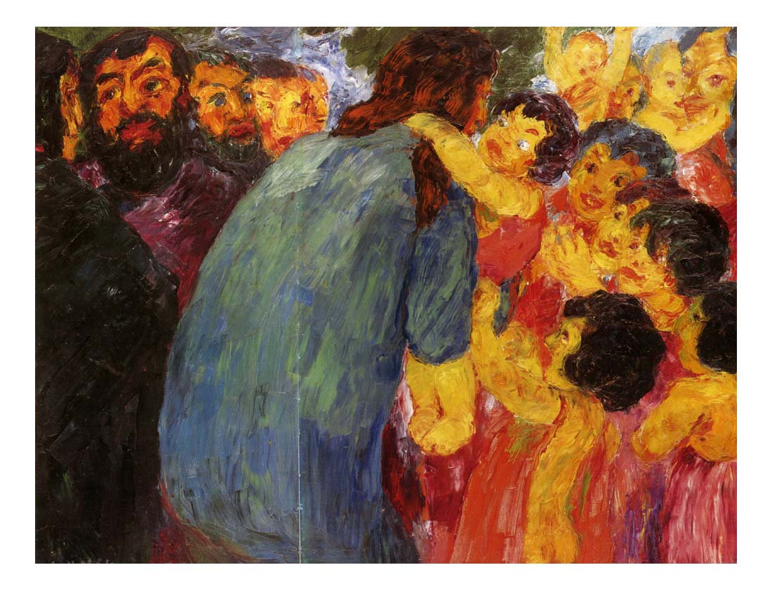 1910 Emil Nolde - Christ and children -Vintage Artwork, 16x12"(A3) Poster Print