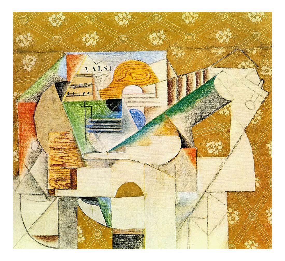 1912 Guitare et feuille de musique by Pablo Picasso, vintage artwork, 16x12"(A3) Poster