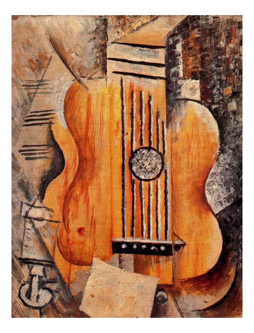 1912 Guitare 'J'aime Eva' by Pablo Picasso, vintage artwork, 16x12"(A3) Poster