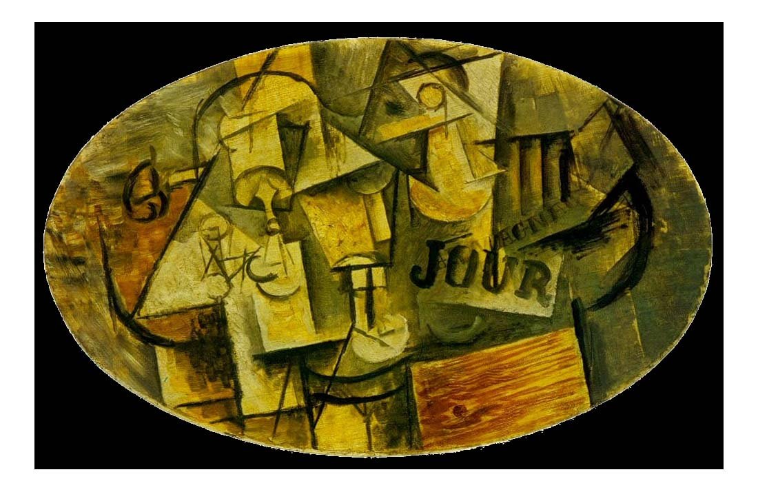 1912 Guitare, verre et journal by Pablo Picasso, vintage artwork, 16x12"(A3) Poster