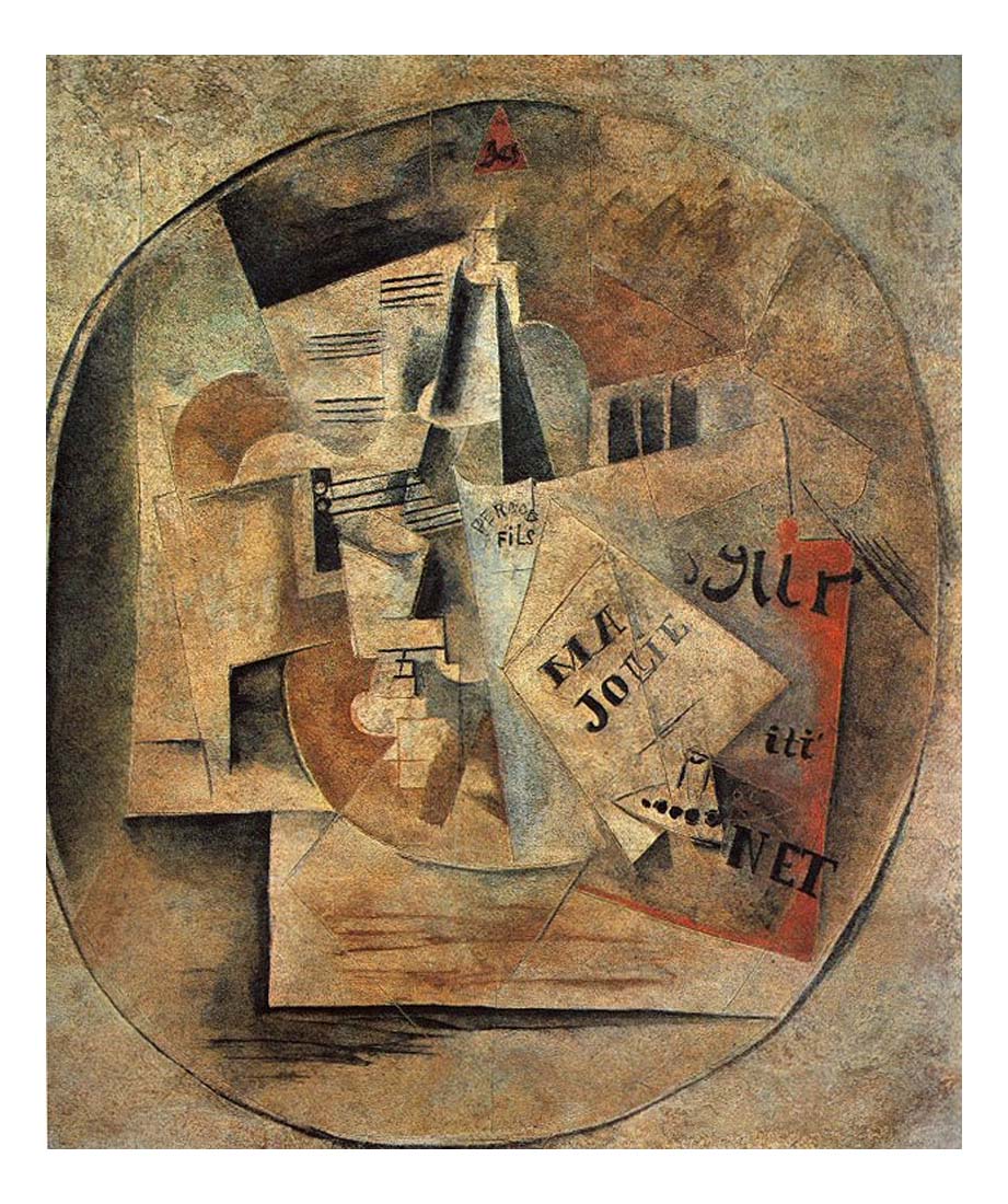 1912 Ma Jolie Mural by Pablo Picasso, vintage artwork, 16x12"(A3) Poster