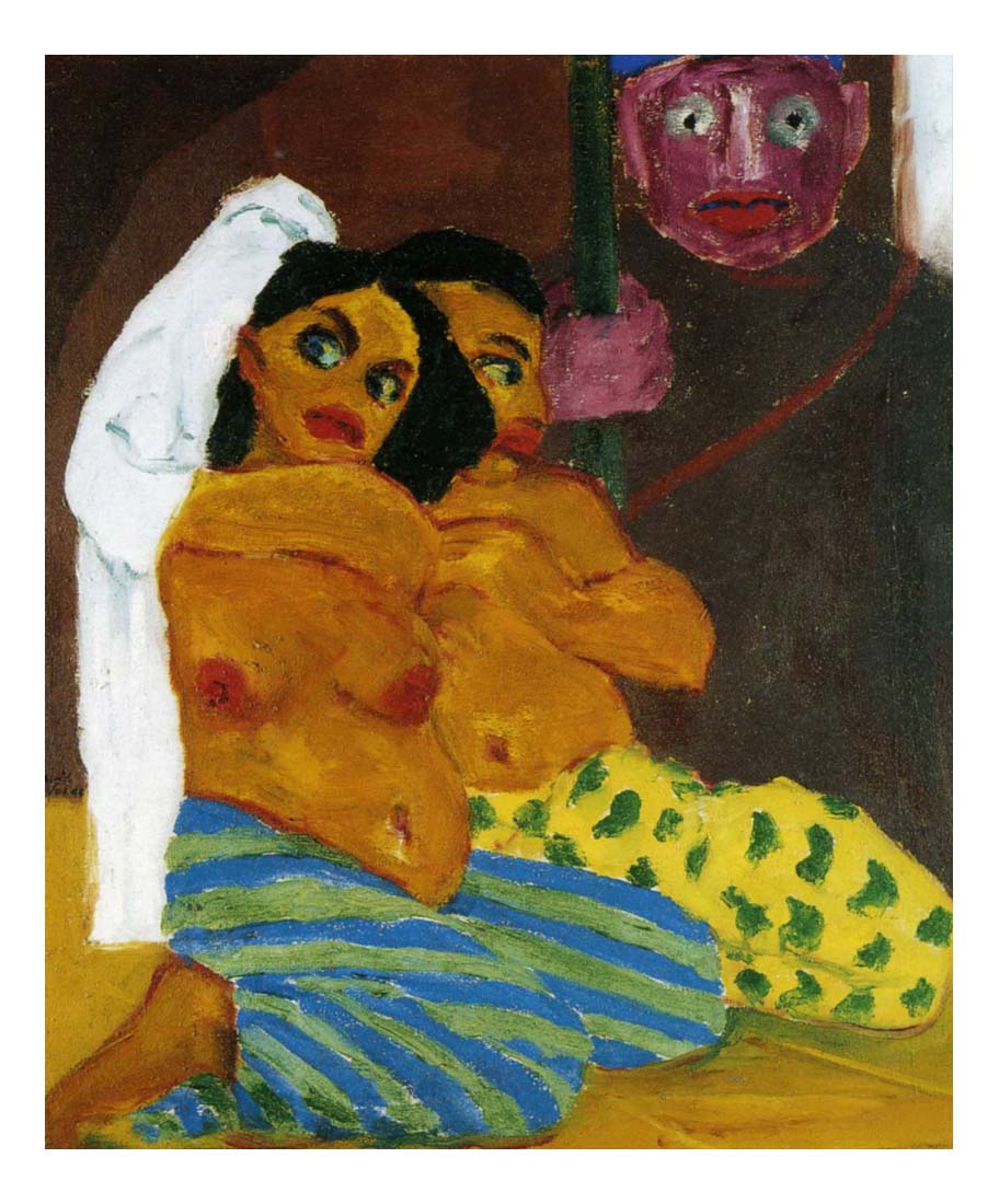 1912 Emil Nolde - Naked and eunuchs the guardian of Harem -Vintage Artwork, 16x12"(A3) Poster Print