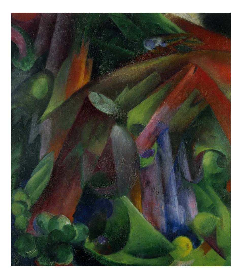 1912 Franz Marc - Forest with bird -Vintage Artwork, 16x12"(A3) Poster Print