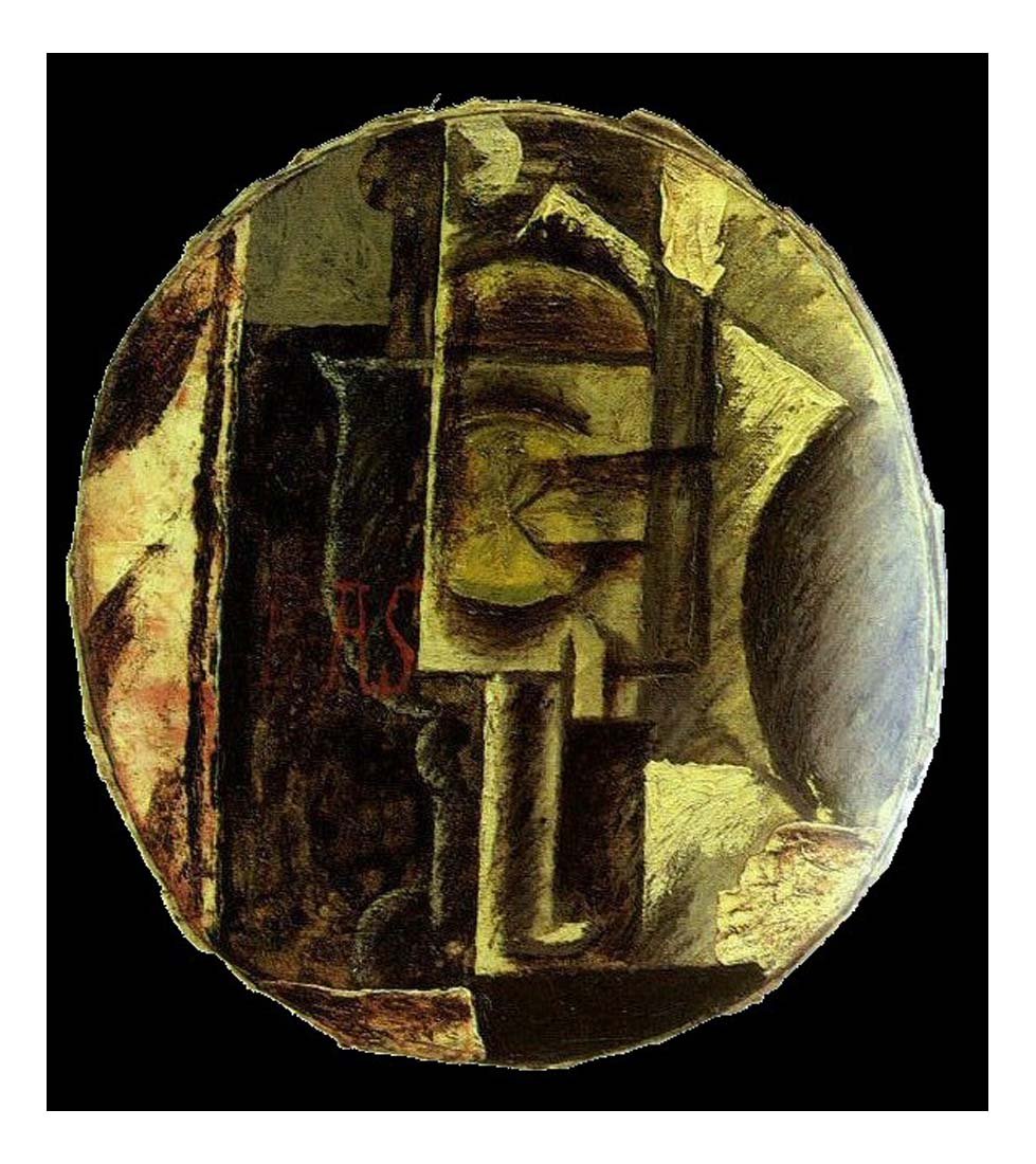 1914 Bouteille et verre avec tranche de citron by Pablo Picasso, vintage artwork, 16x12"(A3) Poster