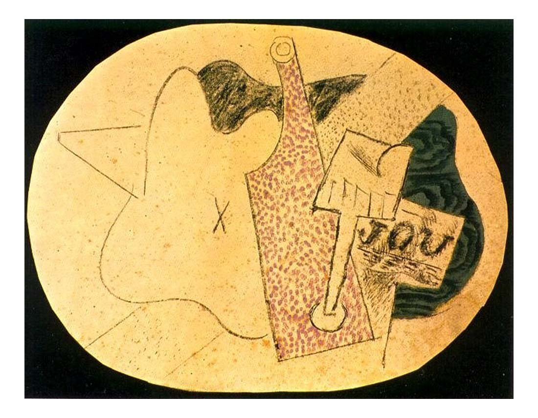 1914 Bouteille, verre, journal by Pablo Picasso, vintage artwork, 16x12"(A3) Poster