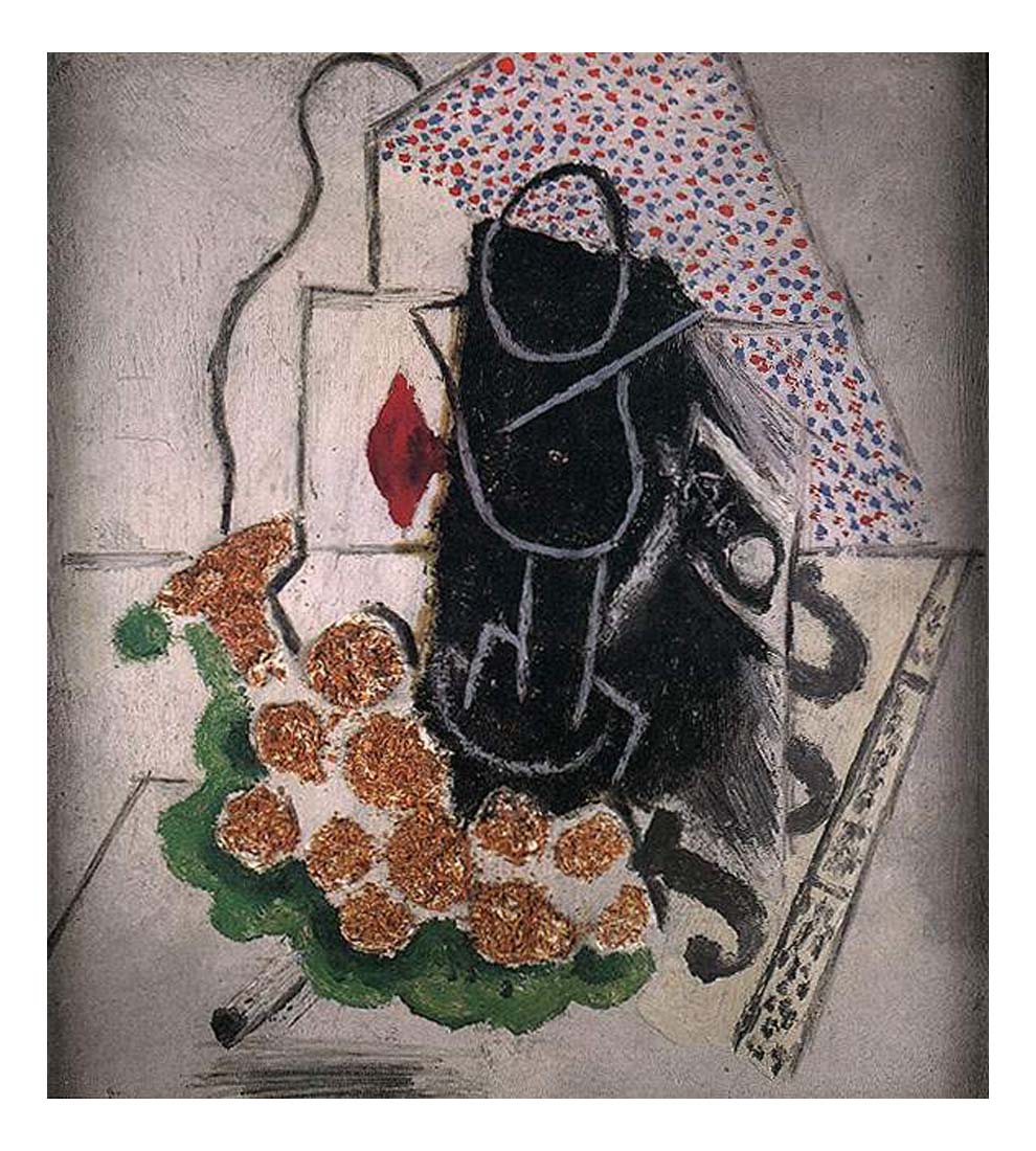 1914 Grappe de raisin, pipe, verre, et journal by Pablo Picasso, vintage artwork, 16x12"(A3) Poster