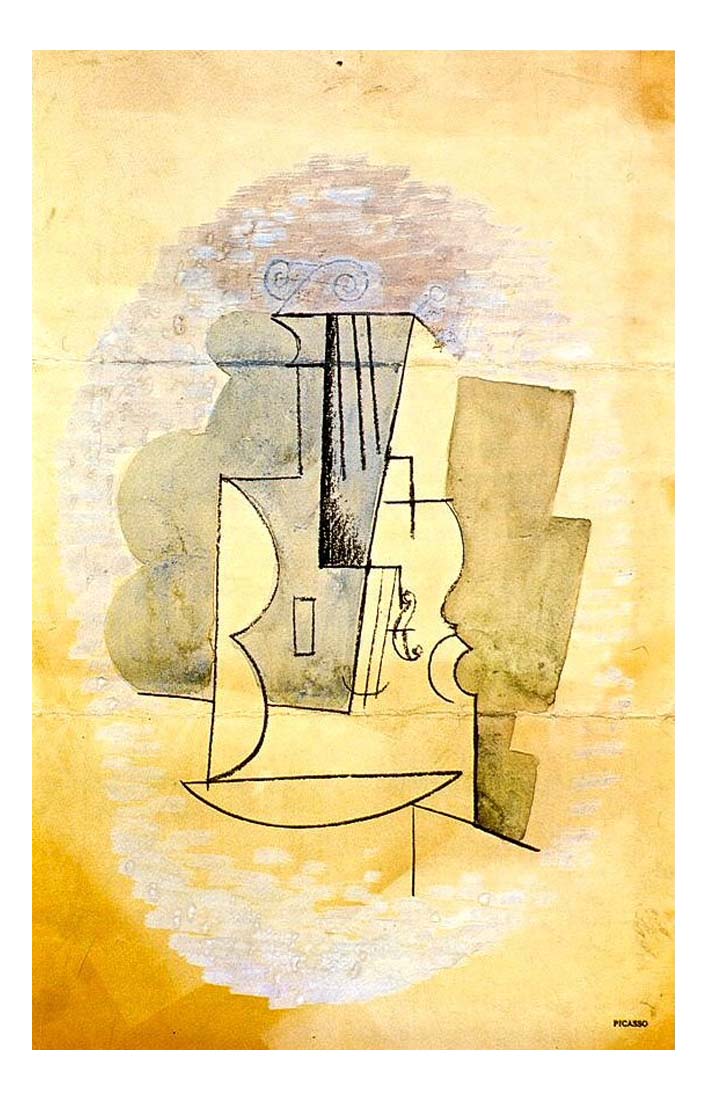 1915 Violon by Pablo Picasso, vintage artwork, 16x12"(A3) Poster