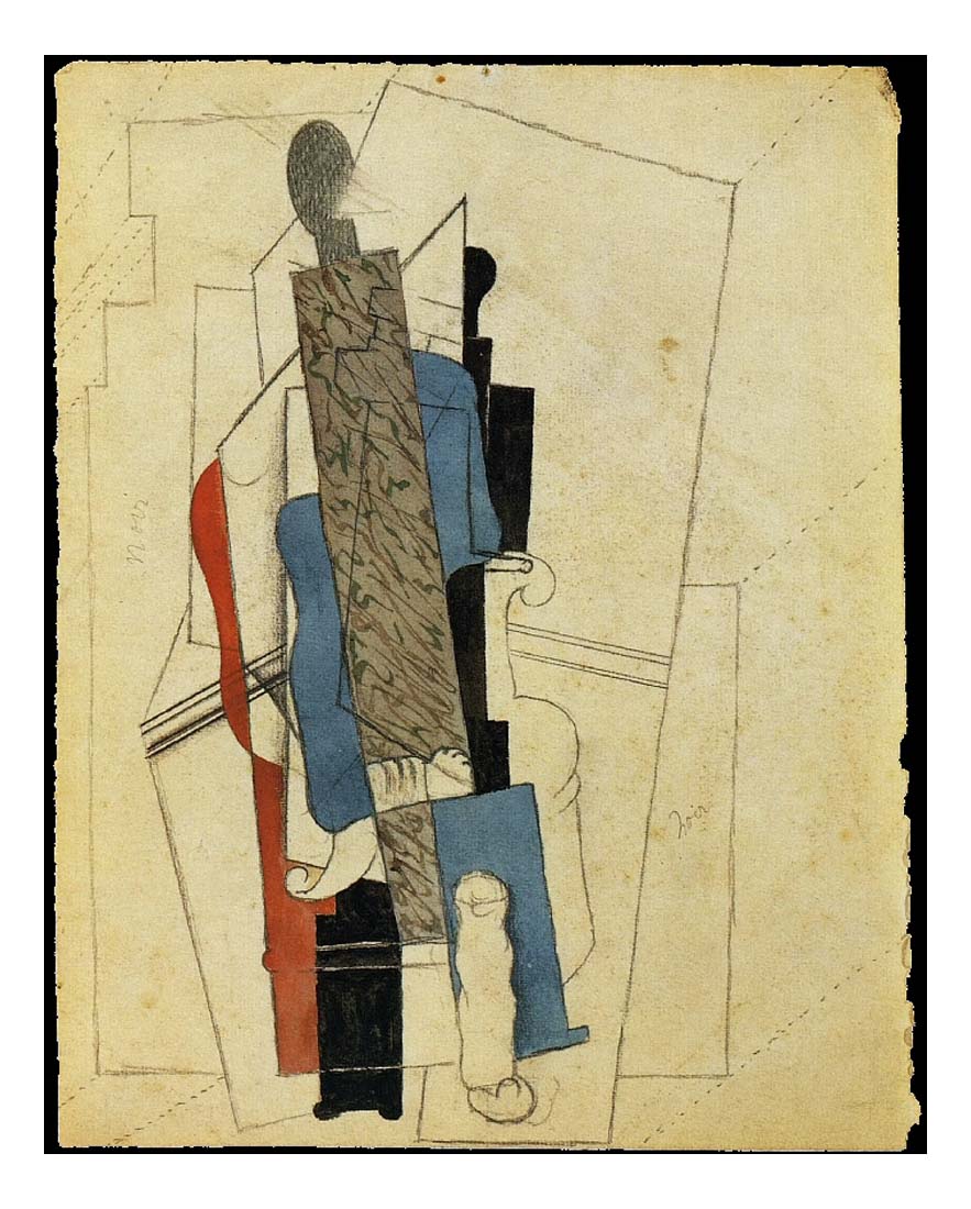 1916 Homme assis dans un fauteuil by Pablo Picasso, vintage artwork, 16x12"(A3) Poster