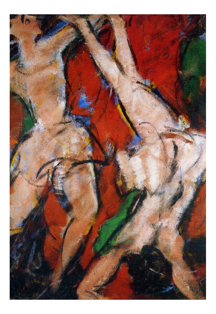 1916 Christian Rohlfs - Acrobats-Vintage Artwork, 16x12"(A3) Poster Print