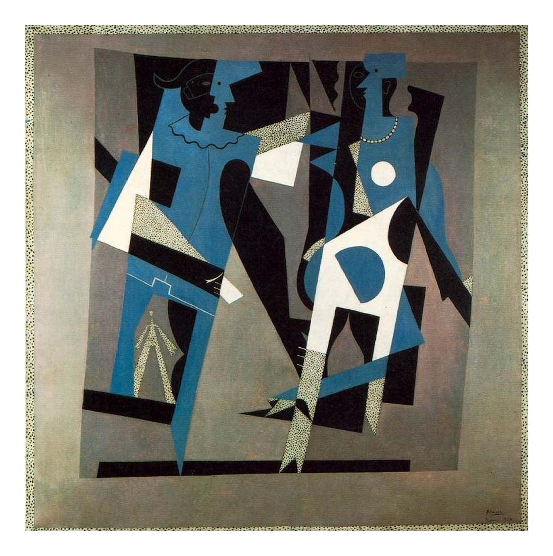 1917 Arlequin et femme au collier by Pablo Picasso, vintage artwork, 16x12"(A3) Poster