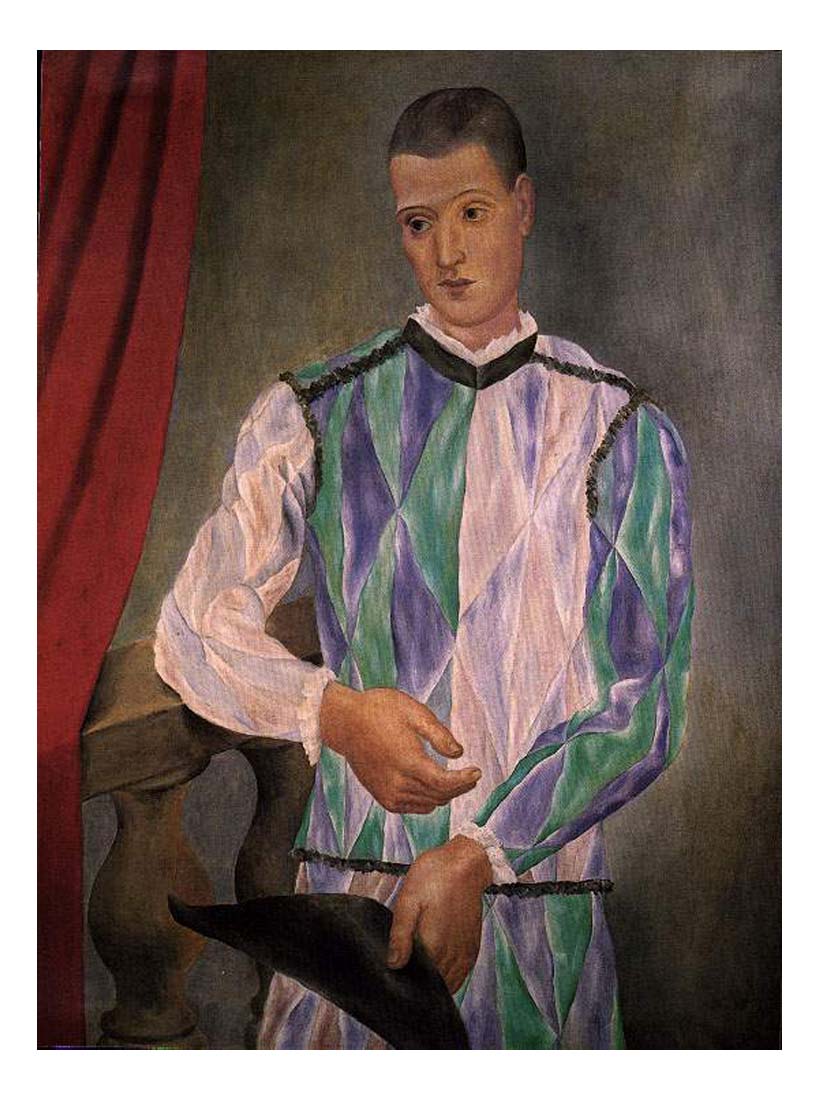 1917 Arlequin1 by Pablo Picasso, vintage artwork, 16x12"(A3) Poster