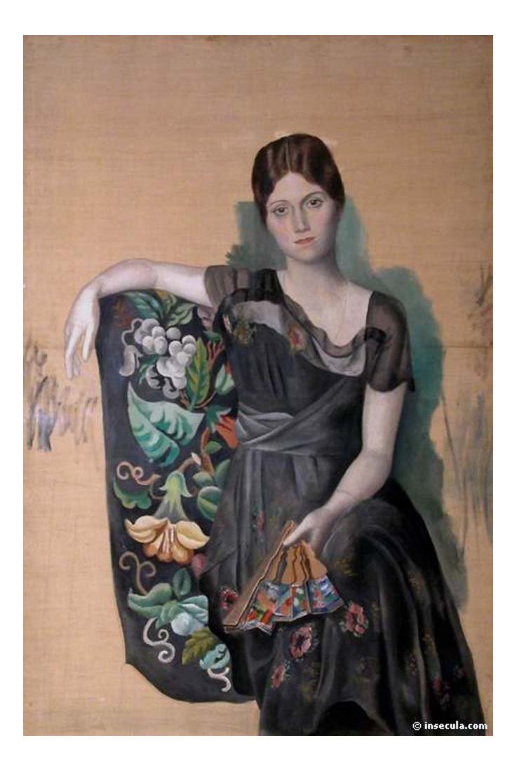 1917 Portrait d'Olga dans un fauteuil by Pablo Picasso, vintage artwork, 16x12"(A3) Poster