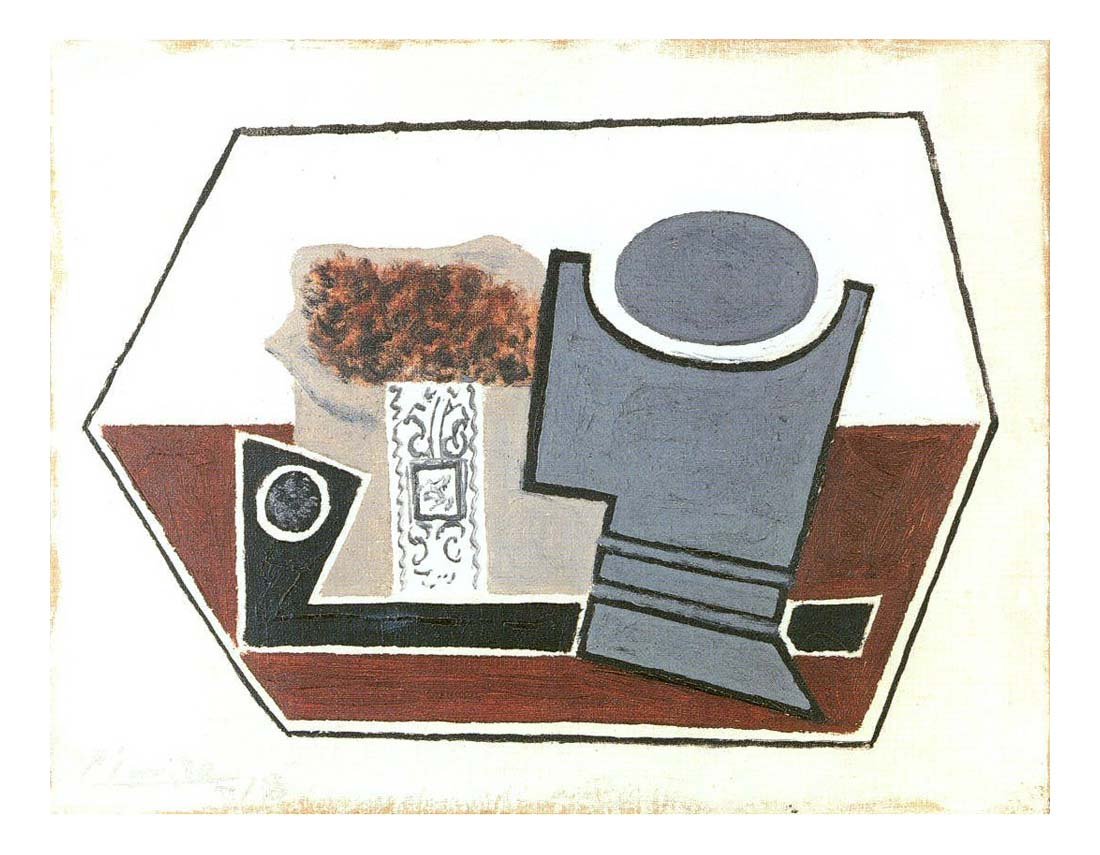 1918 Pipe, verre et paquet de tabac by Pablo Picasso, vintage artwork, 16x12"(A3) Poster