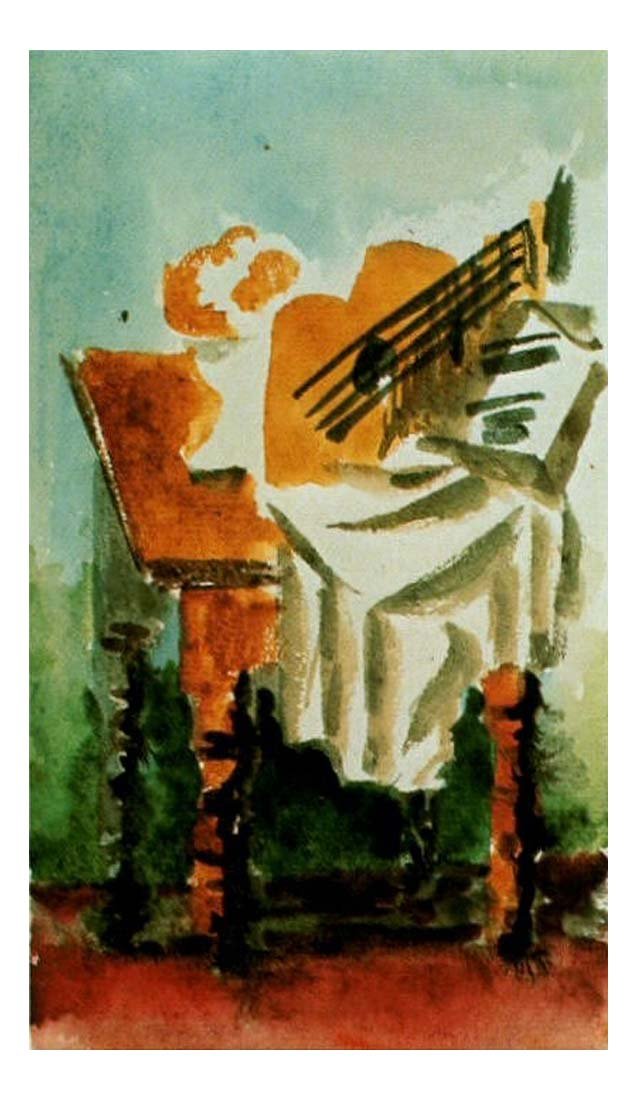 1919 Nature morte et guitare by Pablo Picasso, vintage artwork, 16x12"(A3) Poster
