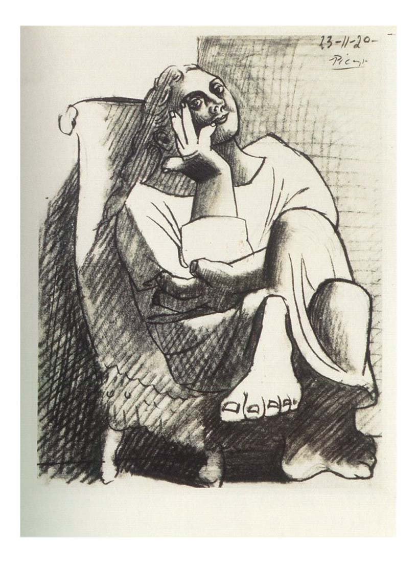 1920 Femme assise4 by Pablo Picasso, vintage artwork, 16x12"(A3) Poster