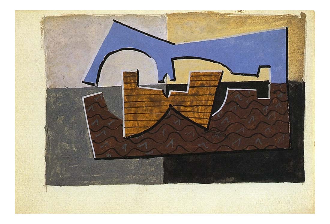 1920 Guitare2 by Pablo Picasso, vintage artwork, 16x12"(A3) Poster