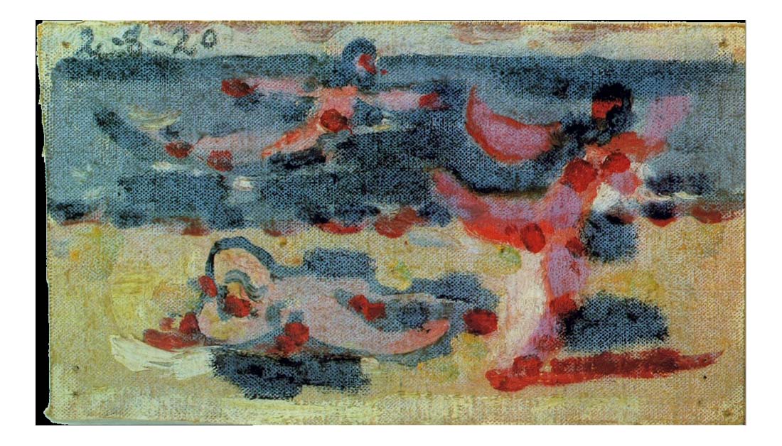 1920 Trois personnages au bord de la mer by Pablo Picasso, vintage artwork, 16x12"(A3) Poster