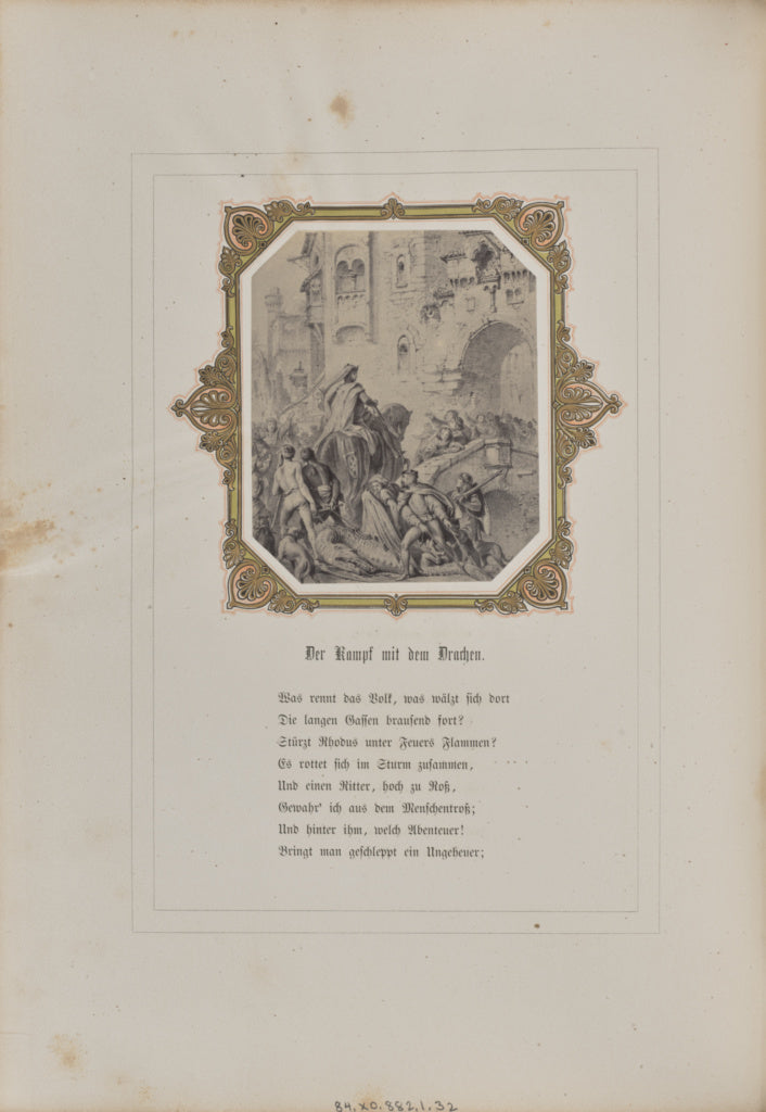 Josef Albert:Der Kampf mit dem Drachen, Poster Print Wall Art