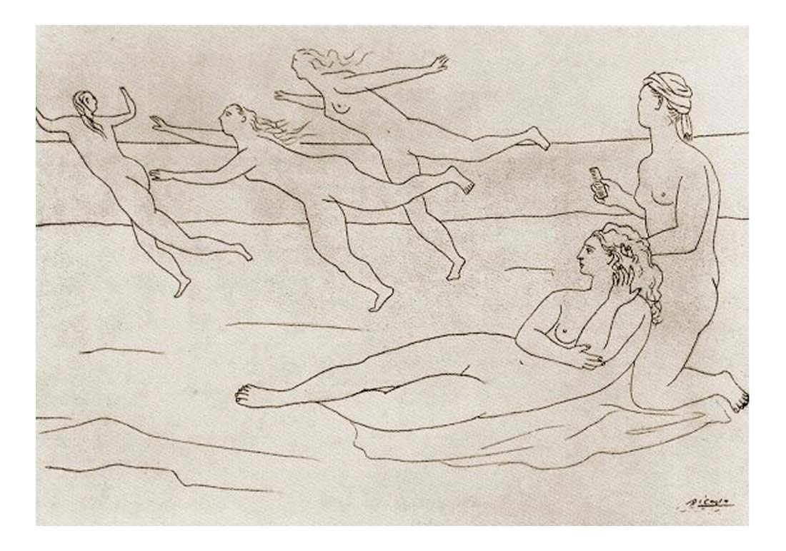 1921 Baigneuses1 by Pablo Picasso, vintage artwork, 16x12"(A3) Poster