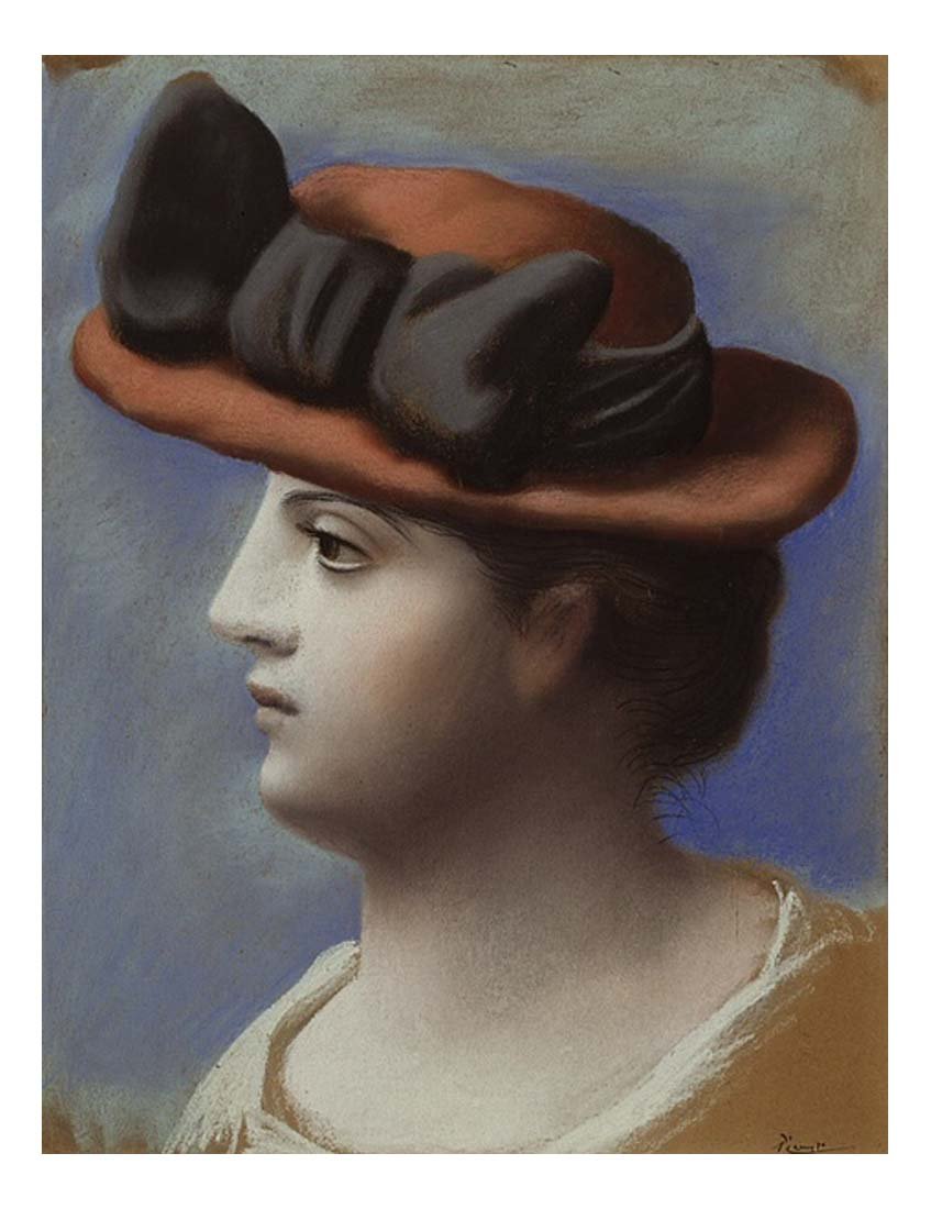 1921 Jeune femme au chapeau rouge by Pablo Picasso, vintage artwork, 16x12"(A3) Poster