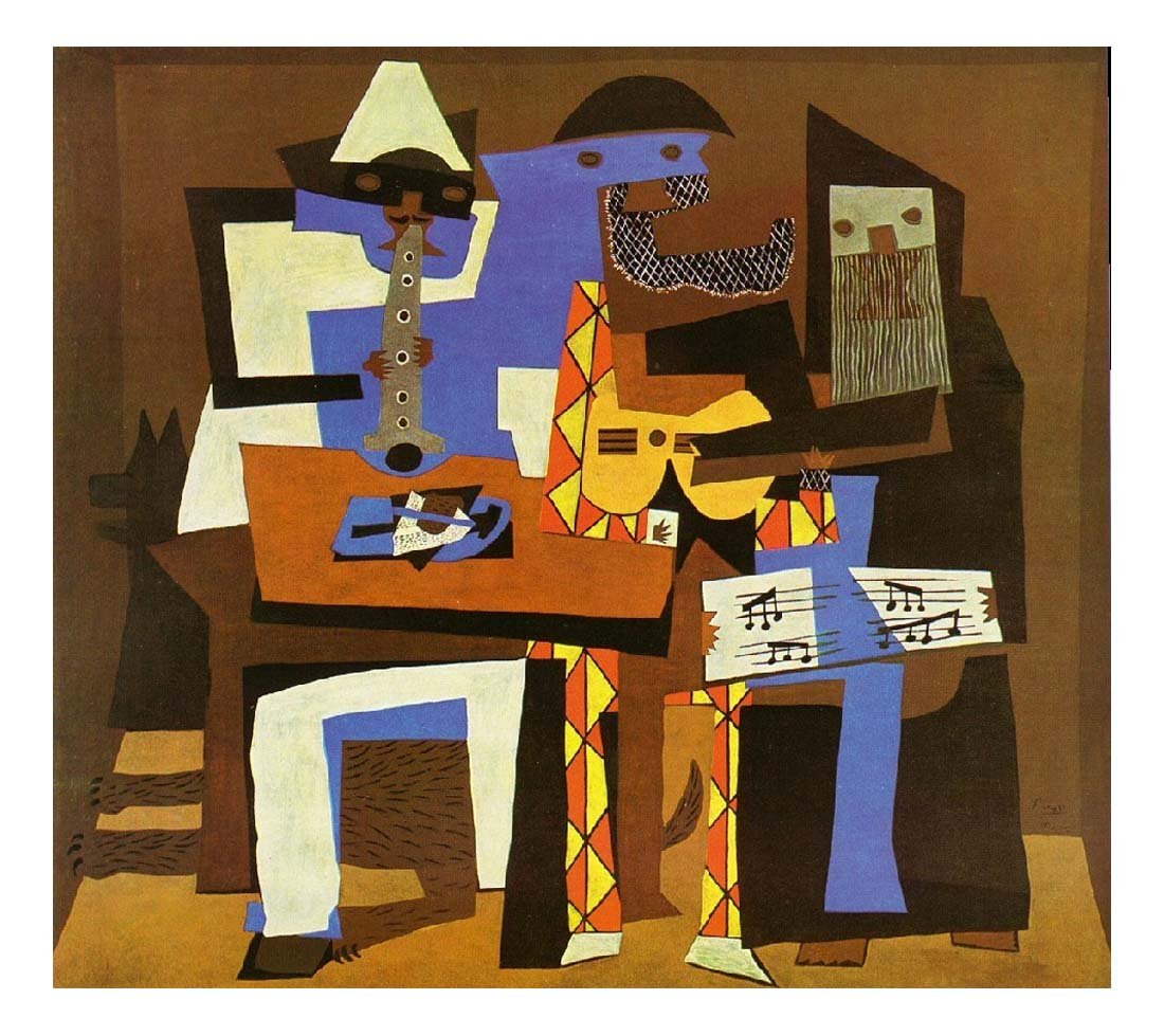 1921 Musiciens aux masques by Pablo Picasso, vintage artwork, 16x12"(A3) Poster