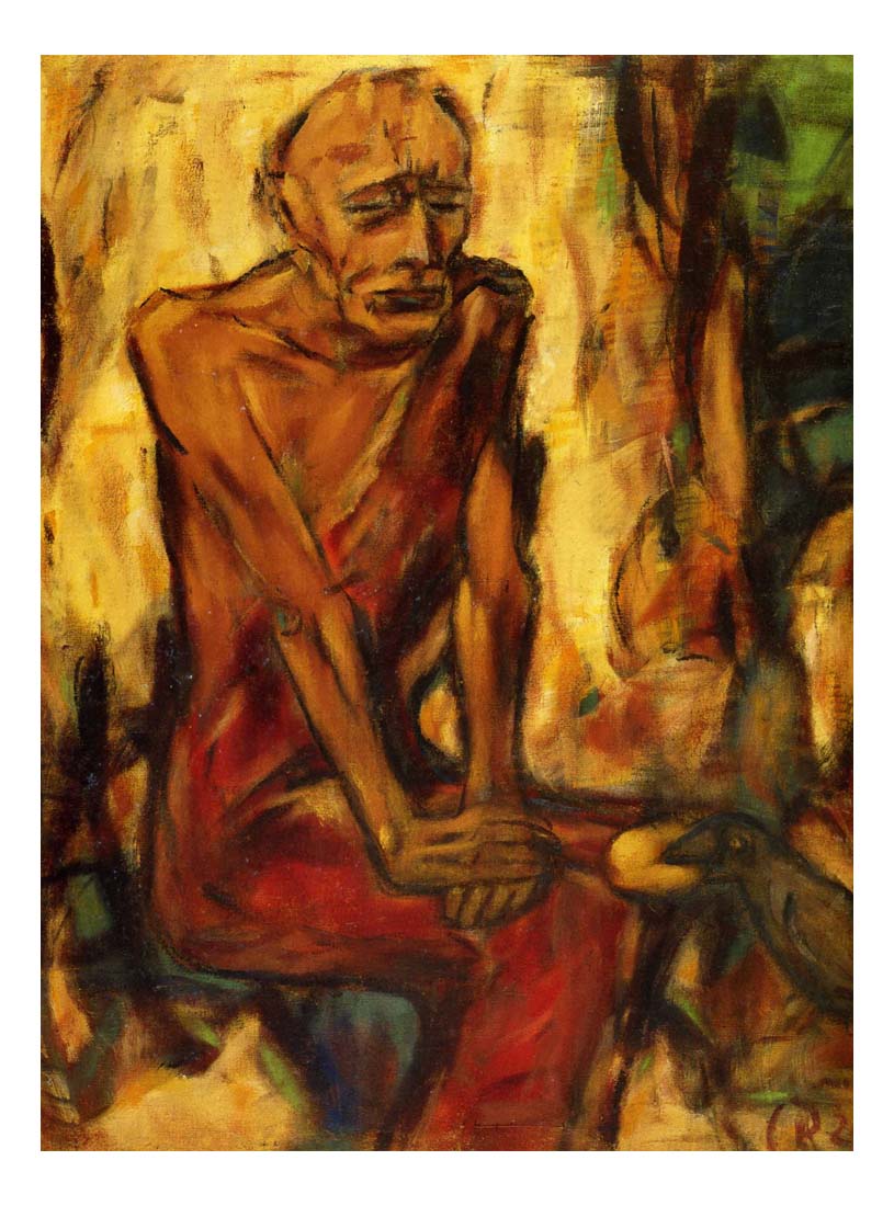 1921 Rohlfs Elias - Fed by ravens-Vintage Artwork, 16x12"(A3) Poster Print