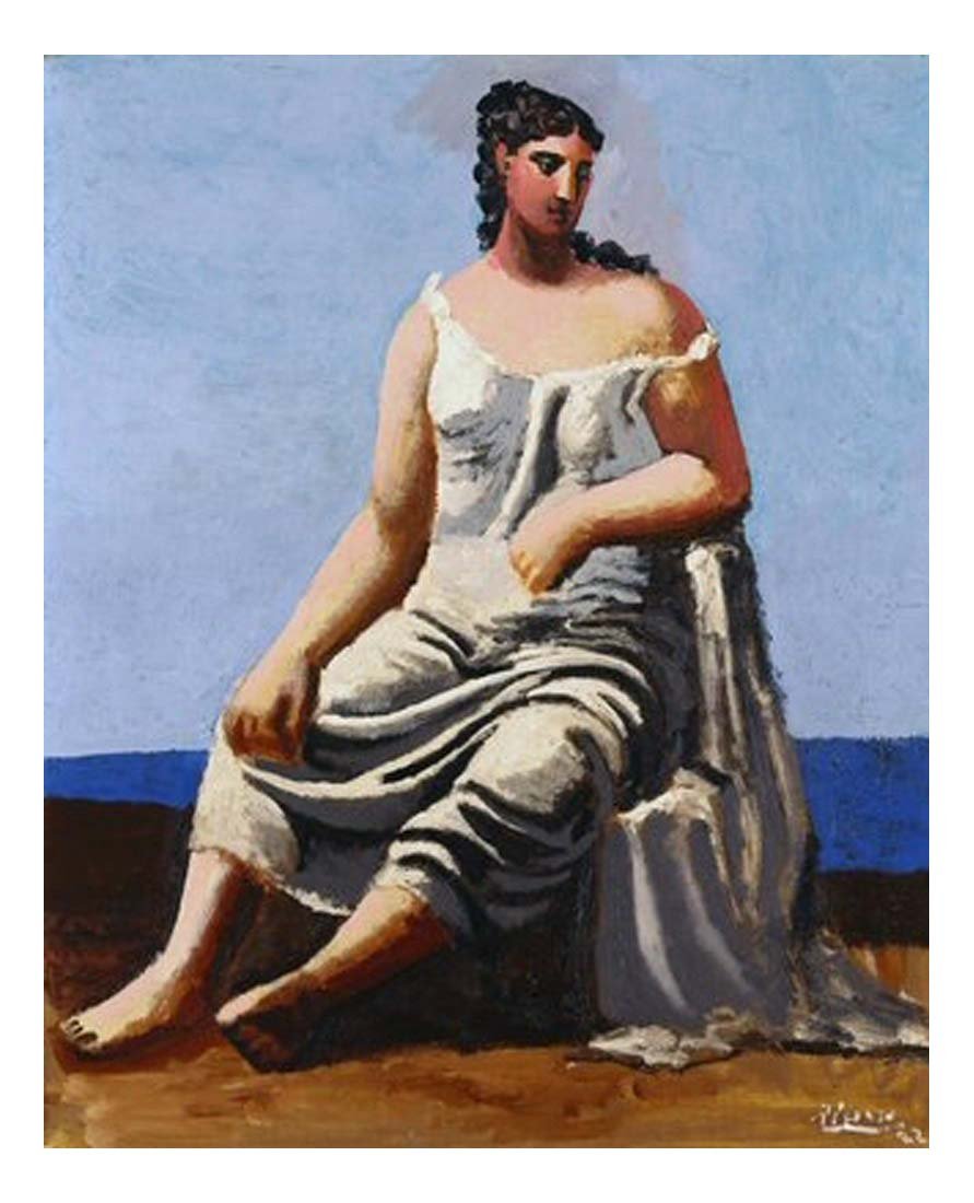 1922 Femme assise au bord de la mer by Pablo Picasso, vintage artwork, 16x12"(A3) Poster