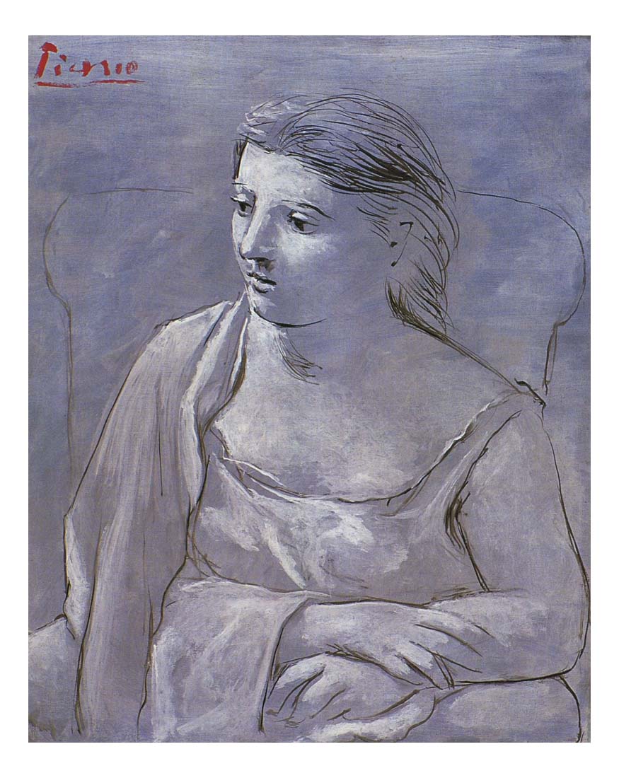 1922 Femme assise dans un fauteuil by Pablo Picasso, vintage artwork, 16x12"(A3) Poster