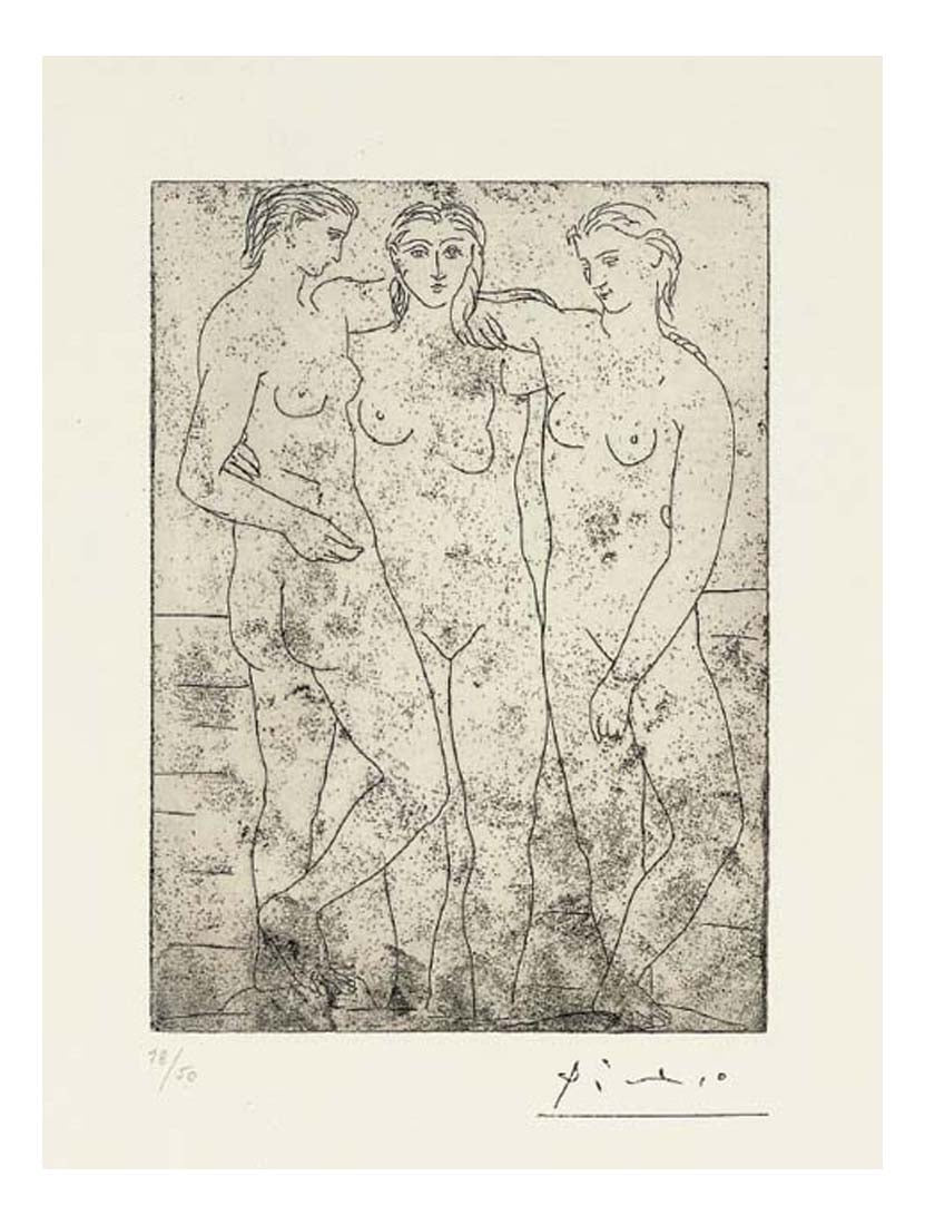 1922 Les trois baigneuses II by Pablo Picasso, vintage artwork, 16x12"(A3) Poster