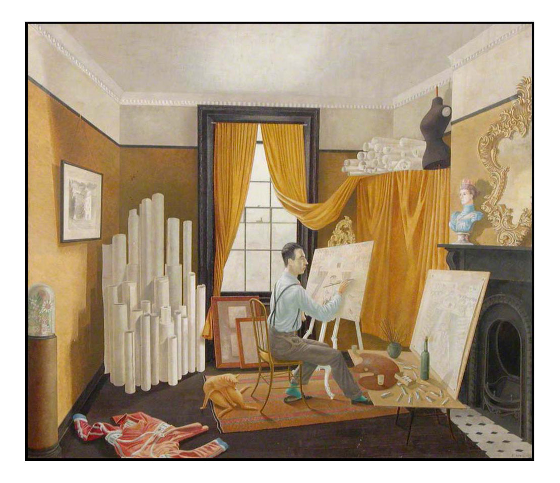 Edward Bawden Working in His Studio, 1930 by Eric Ravilious - A4 Poster