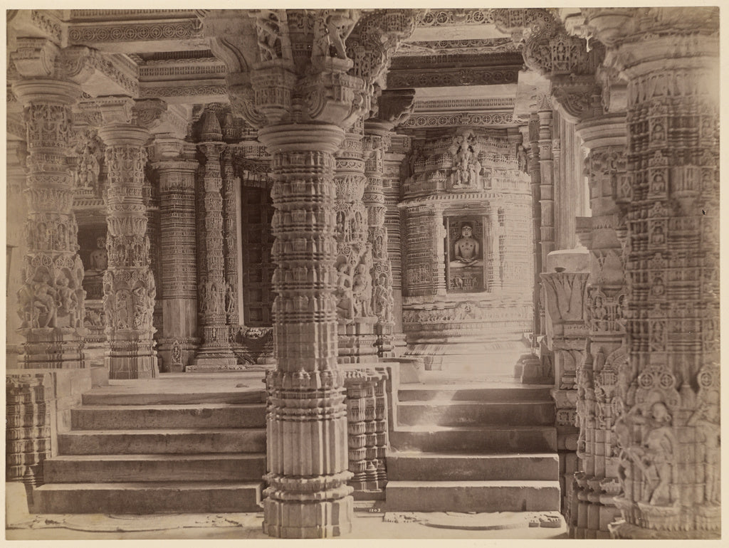 Lala Deen Dayal:Interior of Delwara Temple, Mount Abu, Poster Print Wall Art