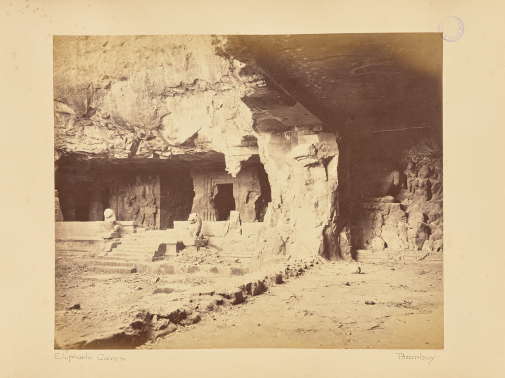Unknown maker:Elephanta Caves. Bombay, Poster Print Wall Art
