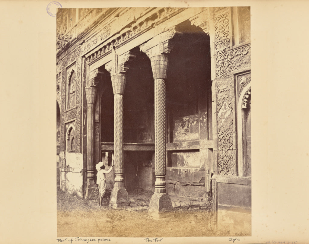 Samuel Bourne:Agra; Carved Stone Pillars in the Old Palace o, Poster Print Wall Art