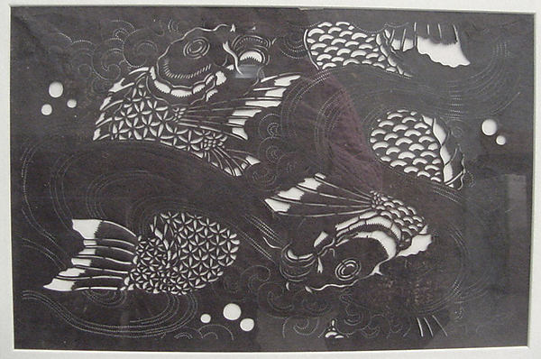 Stencil with Two Carp in Water 19th–early 20th cent,16x12"(A3)Poster