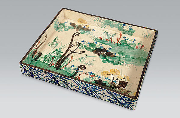 Square Dish with Spring Flowers early 18th cent-Ogata Kenzan,16x12"(A3)Poster