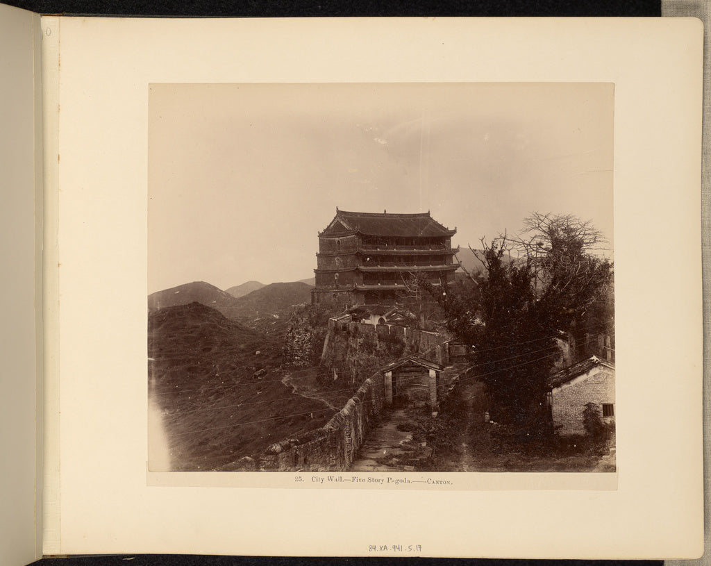 Unknown maker:City Wall. Five Story Pagoda. Canton, Poster Print Wall Art