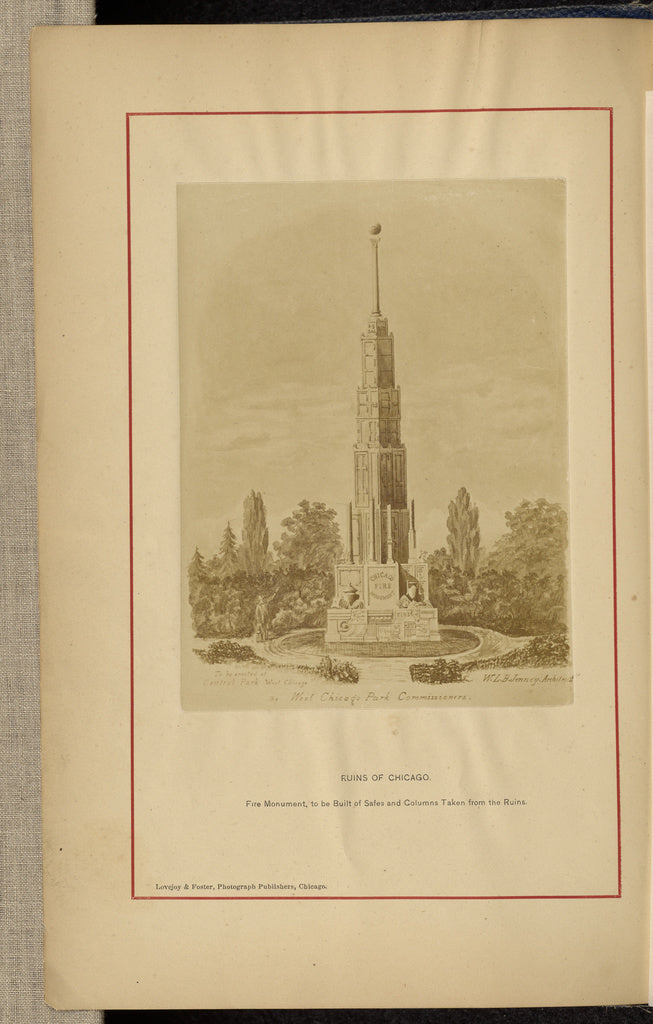 George N. Barnard:Fire Monument, to be Built of Safes and Co, Poster Print Wall Art